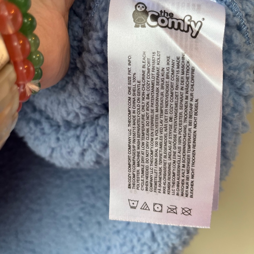 The Comfy - The Teddy Bear Quarter-Zip Light Blue Plush Hooded Pullover - EUC - Picture 5 of 5